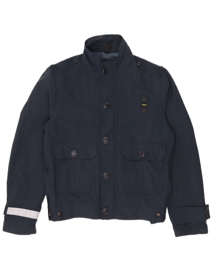 Blauer Veste Bomber Homme UK 36 Petit Bleu Marine Colourblock