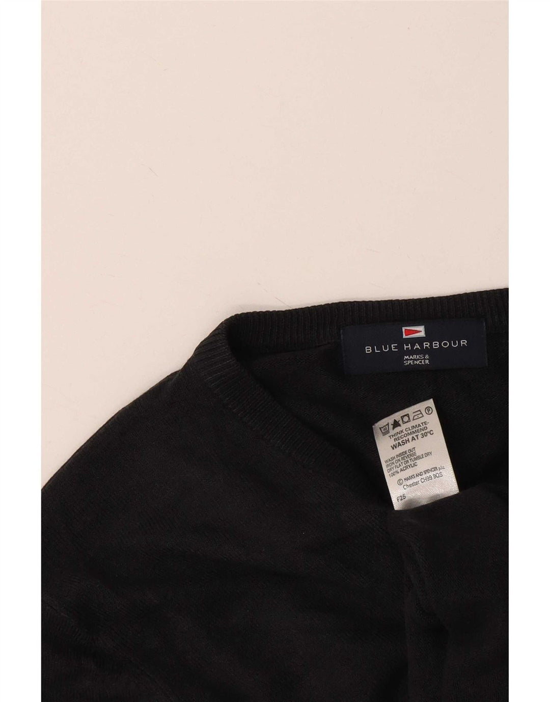 Marks & Spencer Pull à col en V Blue Harbour pour homme, petit, en acrylique noir