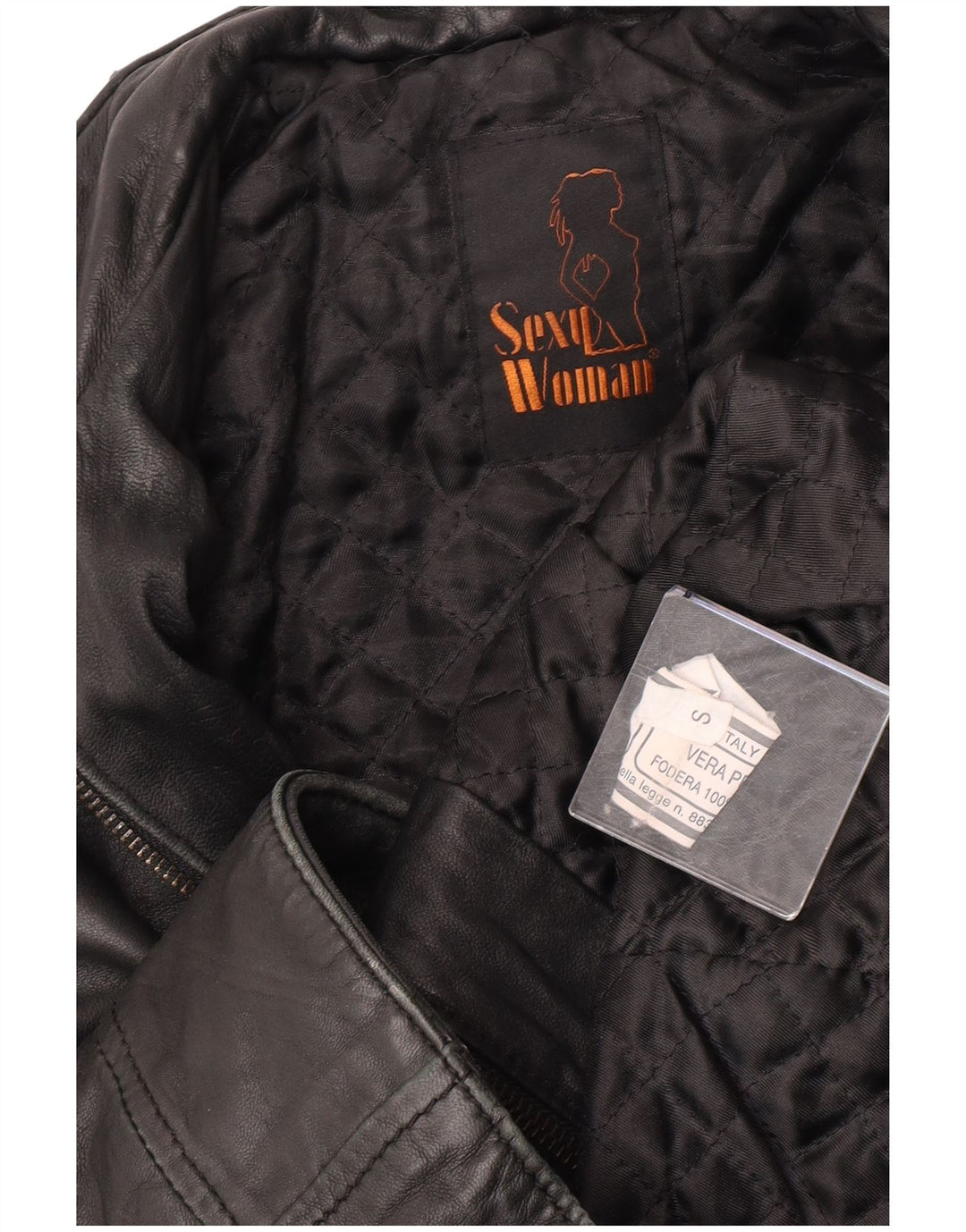Veste en cuir militaire femme vintage UK 10 Petit cuir noir