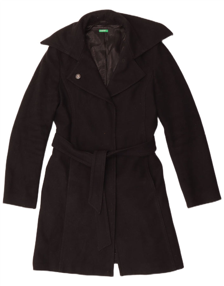 Benetton Pardessus Femme UK 44 Laine Noir Moyen