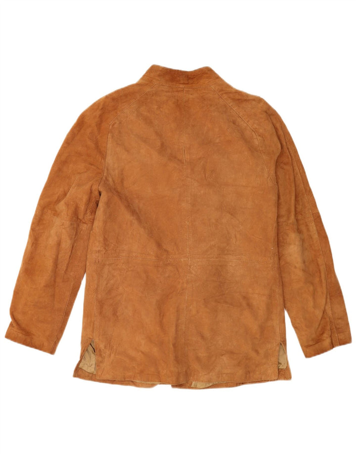 VINTAGE Veste en daim femme UK 14 Cuir marron moyen