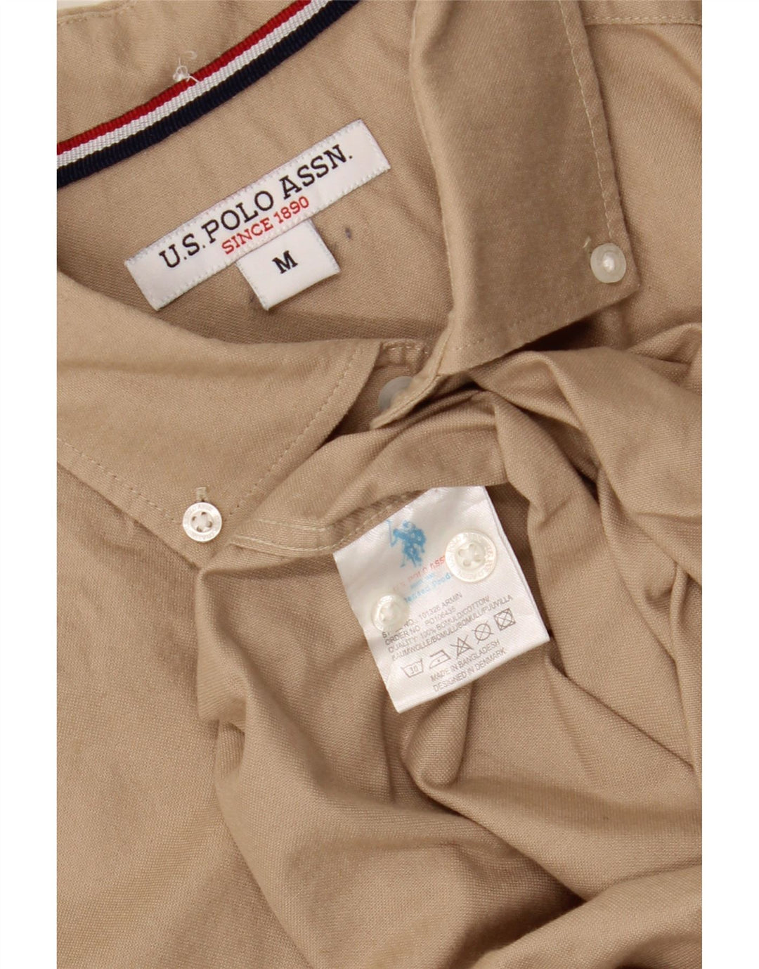 U.S. POLO ASSN. Mens Shirt Medium Beige Cotton Vintage U.S. Polo Assn. and Second-Hand U.S. Polo Assn. from Messina Hembry 