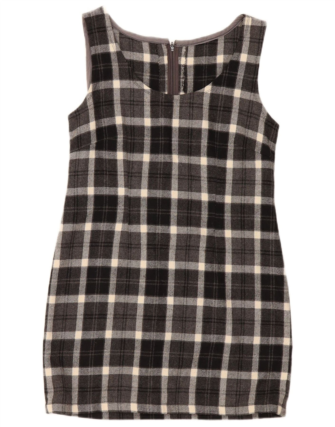 Robe fourreau sans manches femme vintage UK 12 carreaux gris moyen