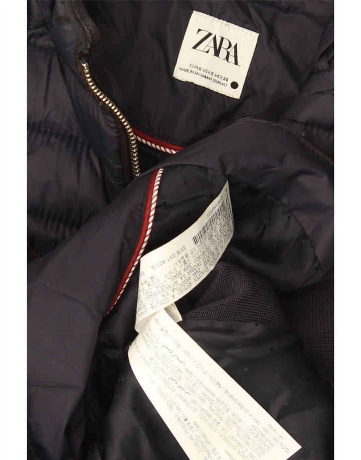 Zara Veste rembourrée pour femme UK 10 Petit nylon bleu marine
