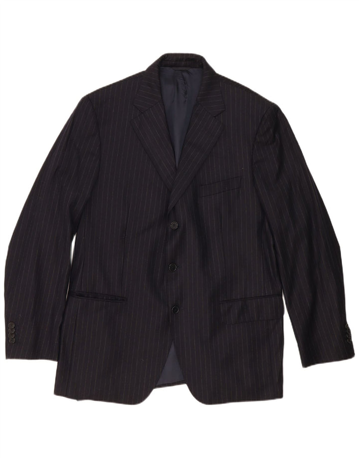 Loro Piana Veste blazer à 3 boutons pour homme IT 54 2XL en laine à fines rayures bleu marine