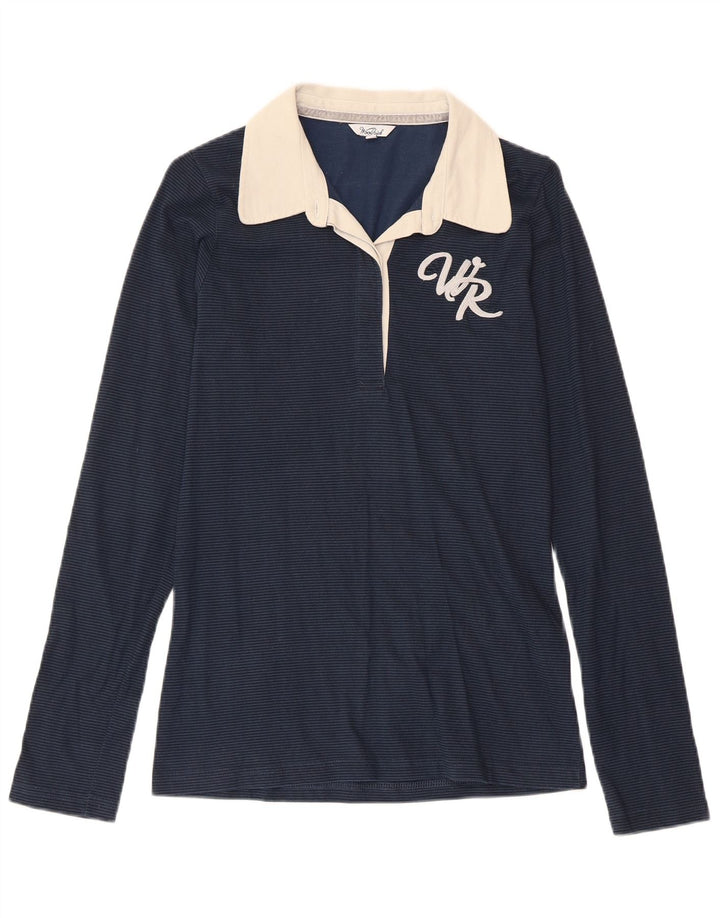 Woolrich Polo de rugby graphique pour femme UK 12 Bleu marine moyen Coton