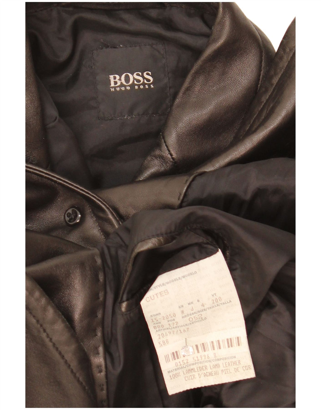 Hugo Boss Veste blazer en cuir à 3 boutons pour homme EU 52 XL Cuir noir