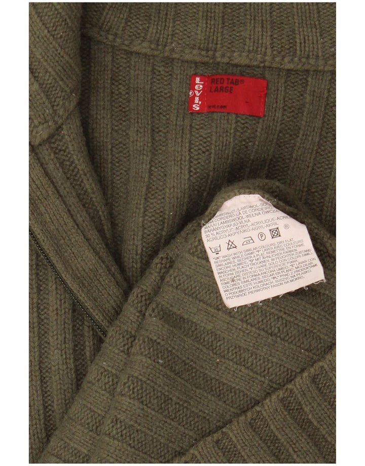 Levi's Cardigan Zippé Homme Large Kaki Lambswool
