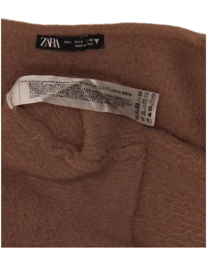 Zara Pull surdimensionné à col en V pour femme UK 10 Petit Marron Polyester