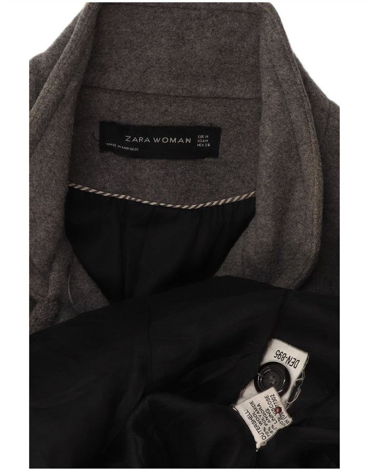 Zara Manteau croisé pour femme UK 12 Laine gris moyen