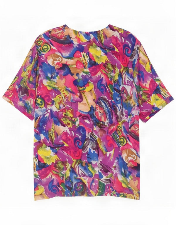 Vintage Womens Blouse Top UK 18 XL Multicolore Géométrique