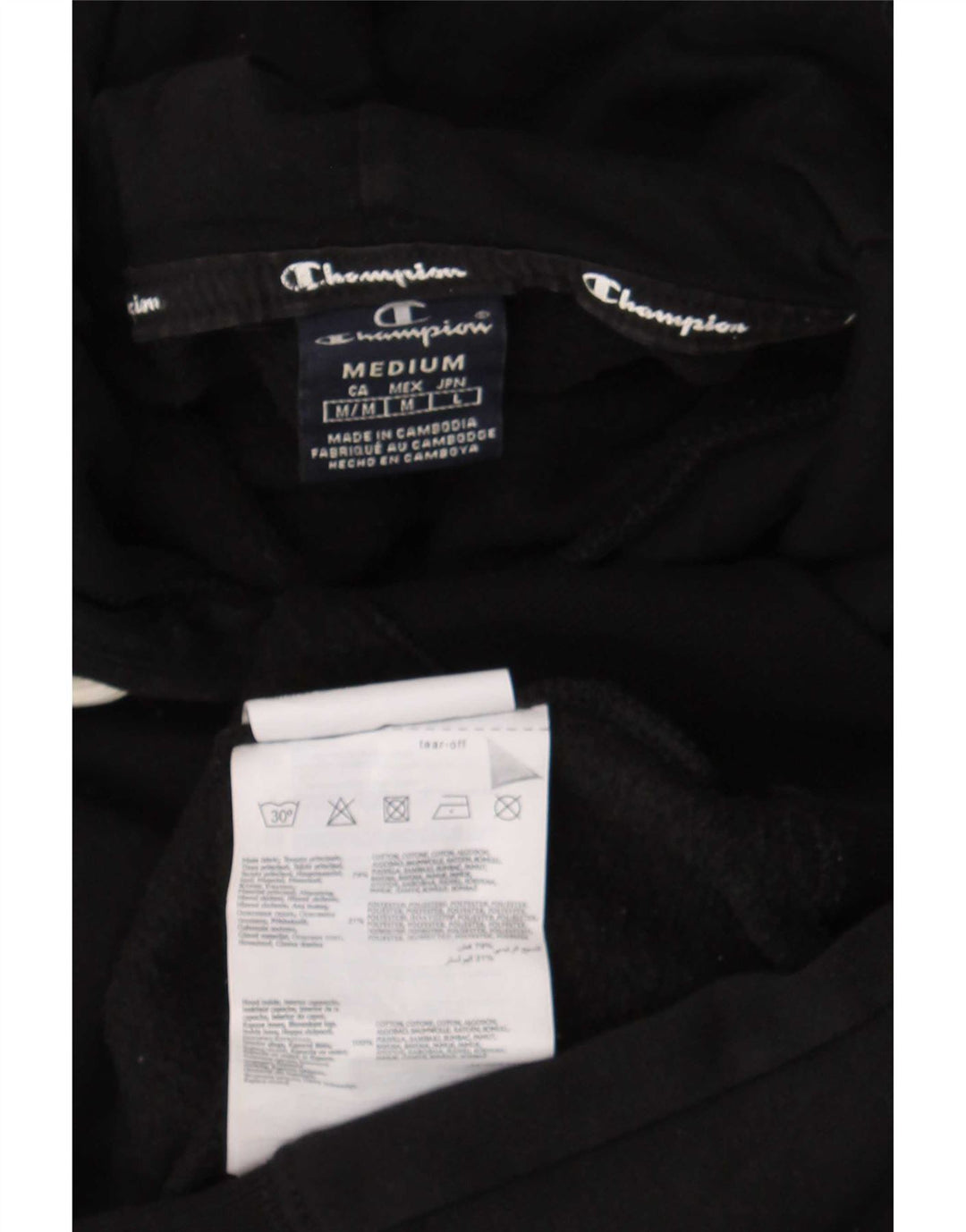 Champion Pull à Capuche Graphique Homme Noir Moyen Coton