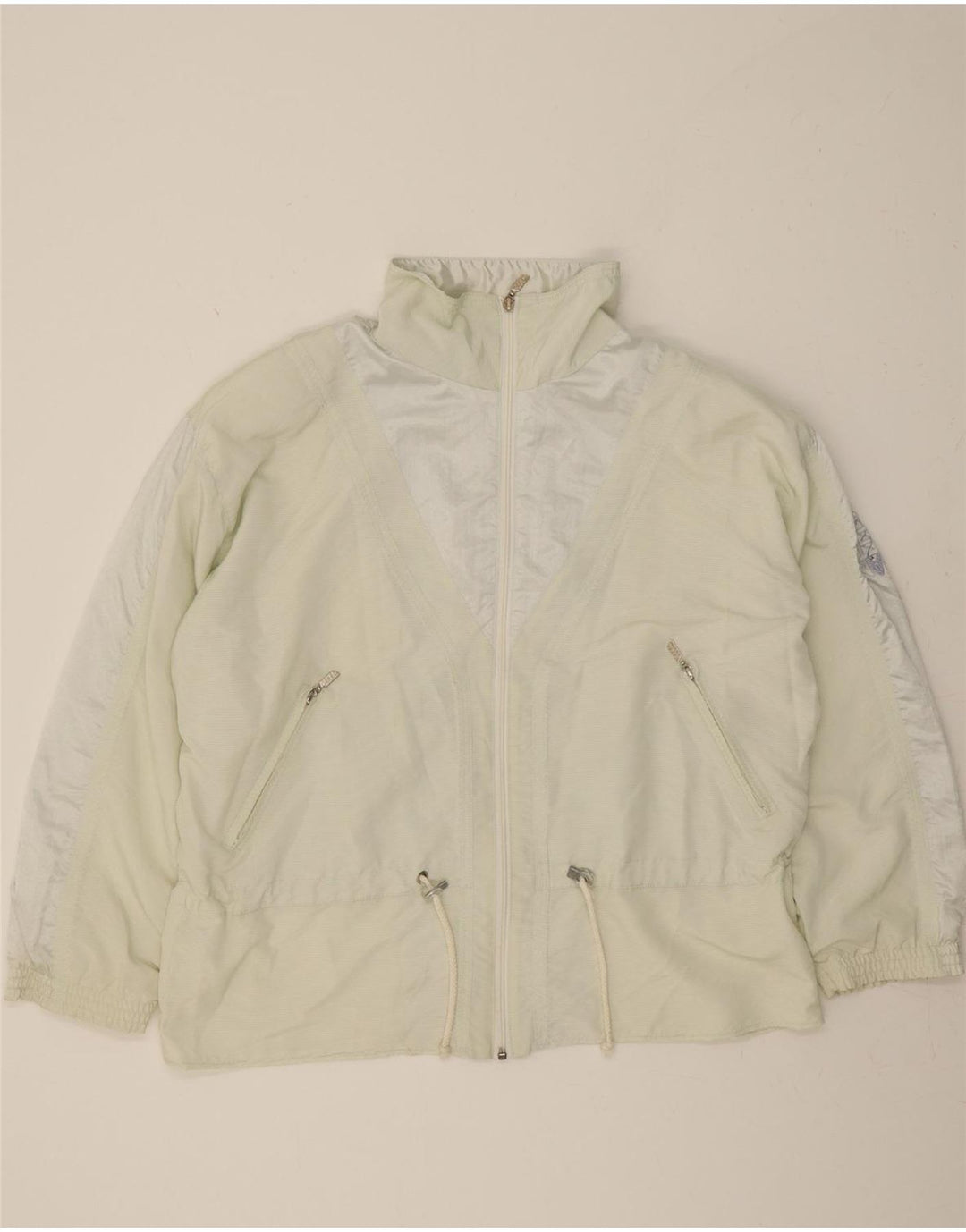 MASER M Womens Oversized Tracksuit Top Jacket UK 16 Large Off White Vintage Maser M and Second-Hand Maser M from Messina Hembry 
