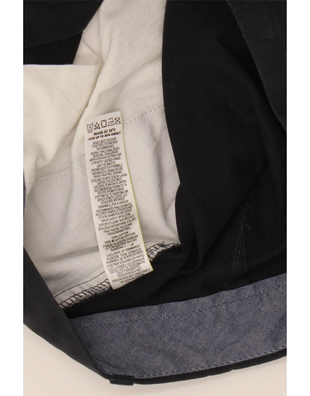 Marks & Spencer Short Chino Homme W36 Large Bleu Marine Coton