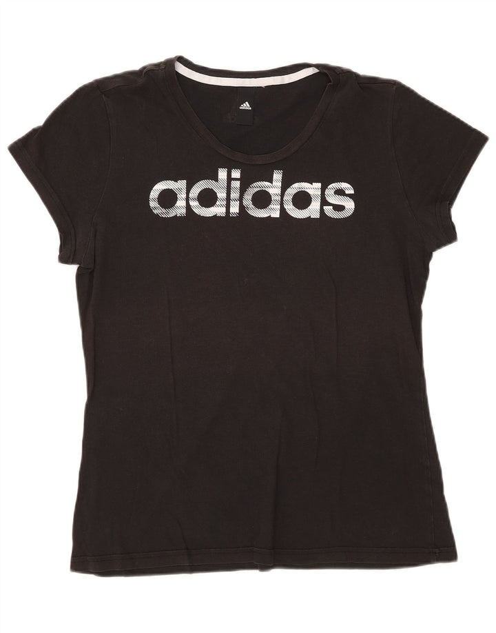 Adidas T-shirt graphique pour femme UK 12 Noir moyen