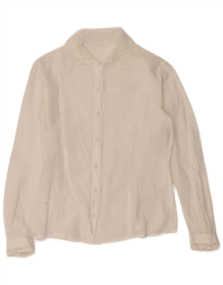 Chemisier chemise vintage fille 13-14 ans blanc