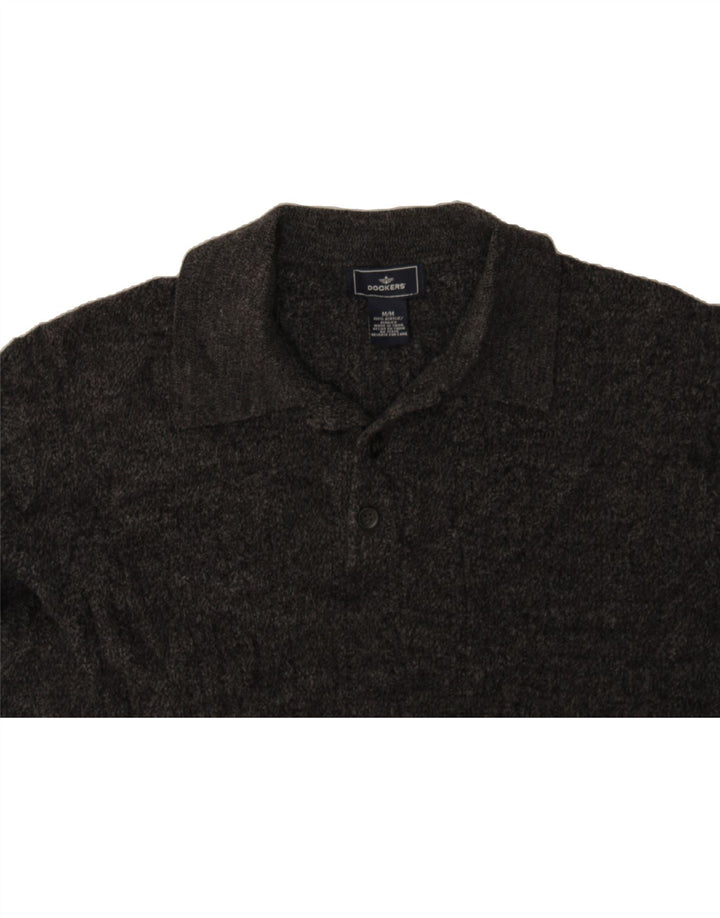 DOCKERS Mens Polo Neck Jumper Sweater Medium Grey Acrylic Vintage Dockers and Second-Hand Dockers from Messina Hembry 