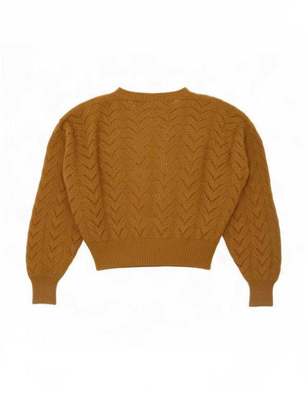 vintage Femmes Bateau Cou Jumper Pull UK 16 Grand Brun