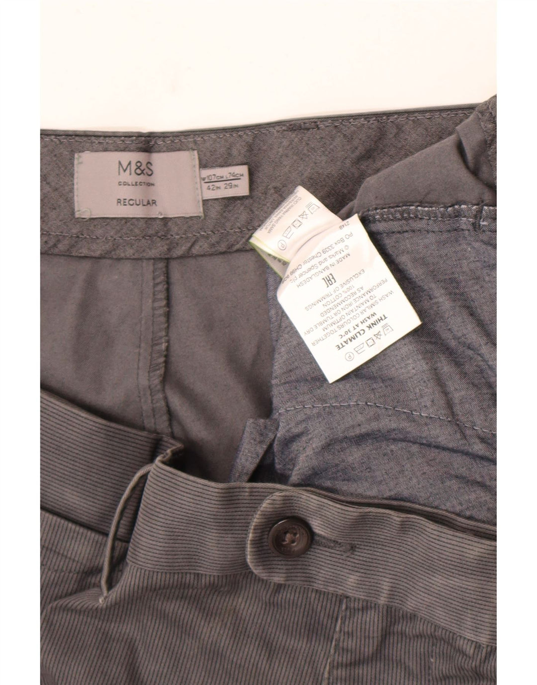 Marks & Spencer Pantalon de costume coupe classique pour homme W42 L29 Gris à fines rayures