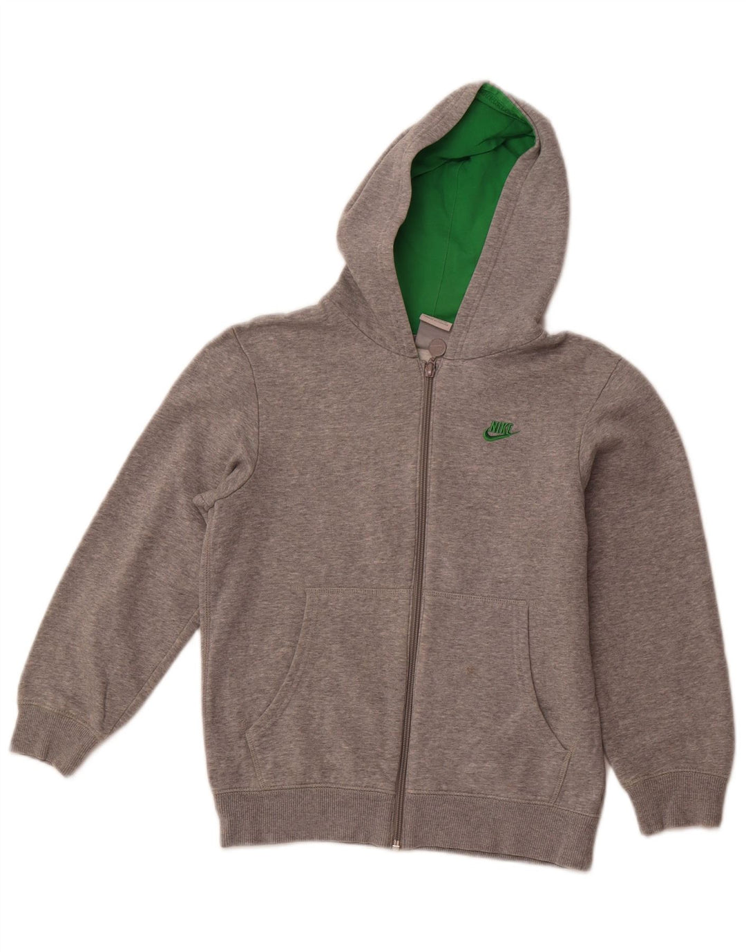 NIKE Pull à capuche zippé fille 10-11 ans Coton gris moyen
