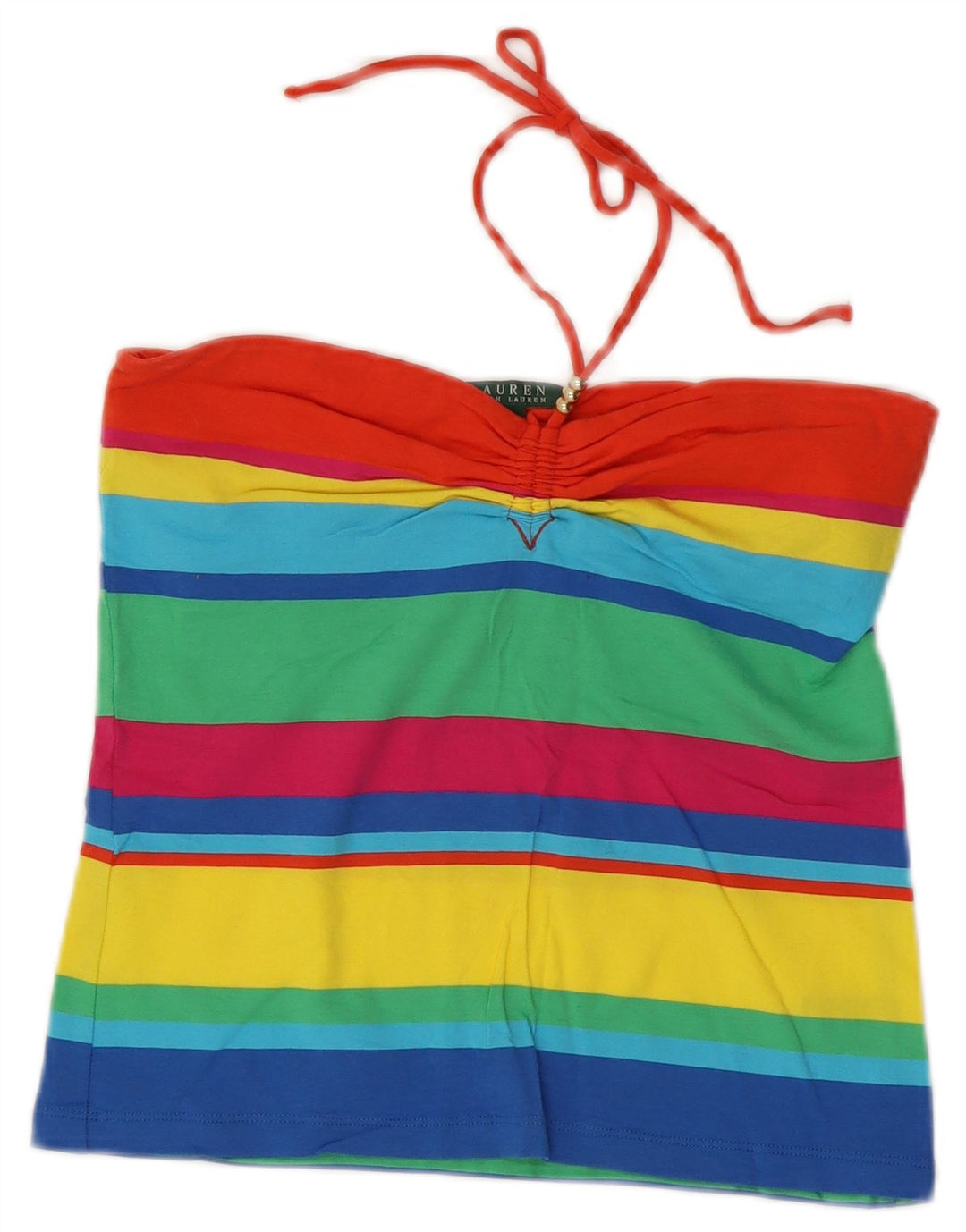 Ralph Lauren Femmes Crop Halter Top UK 12 Moyen Multicolore Rayé