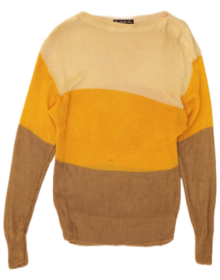 vintage Womens Boat Neck Jumper Sweater UK 8 Petit Multicolore