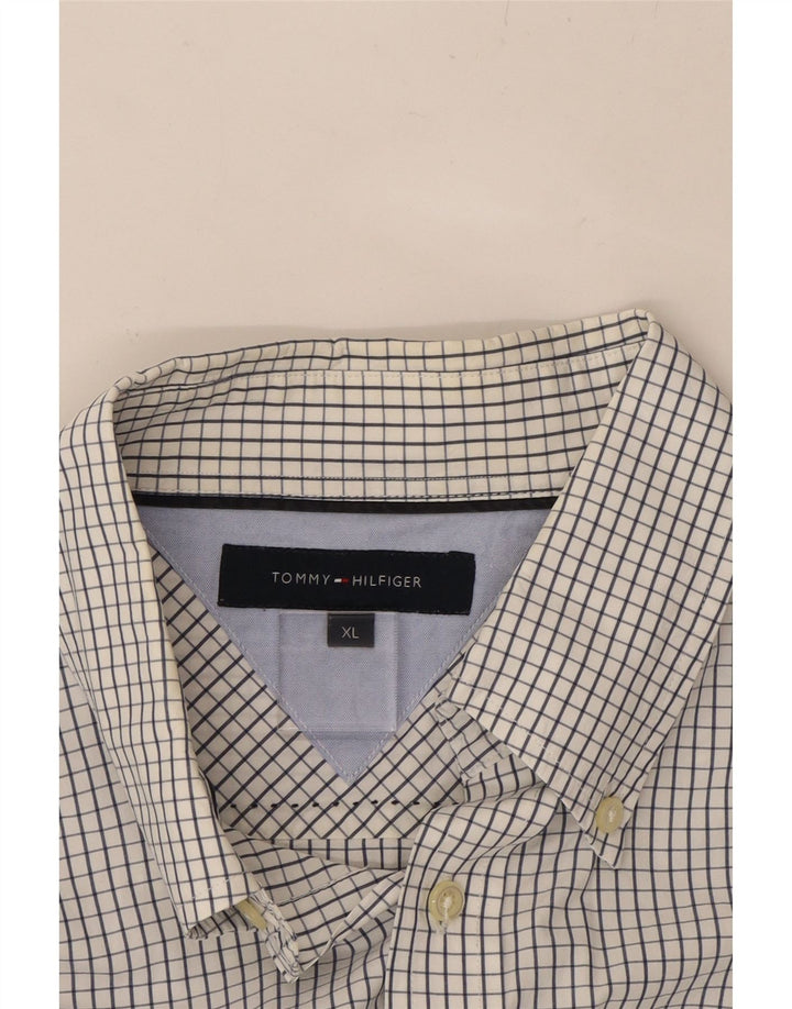 TOMMY HILFIGER Mens Shirt XL Navy Blue Check Cotton Vintage Tommy Hilfiger and Second-Hand Tommy Hilfiger from Messina Hembry 