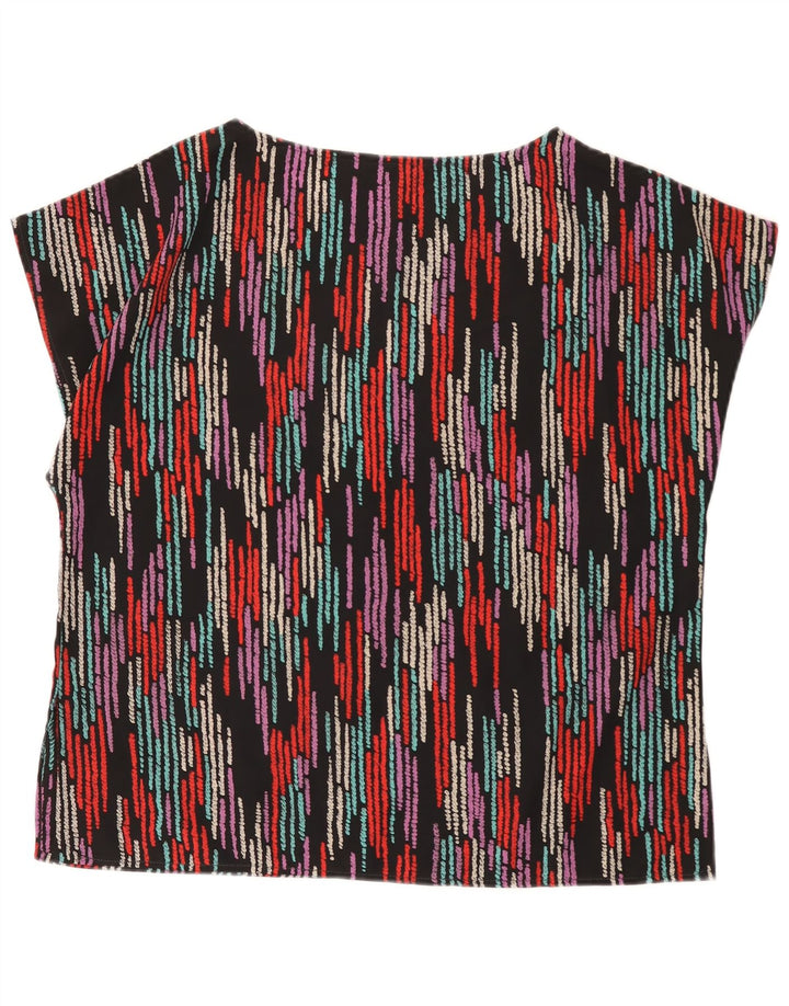vintage Womens Blouse Top UK 16 Grand Rayé Multicolore