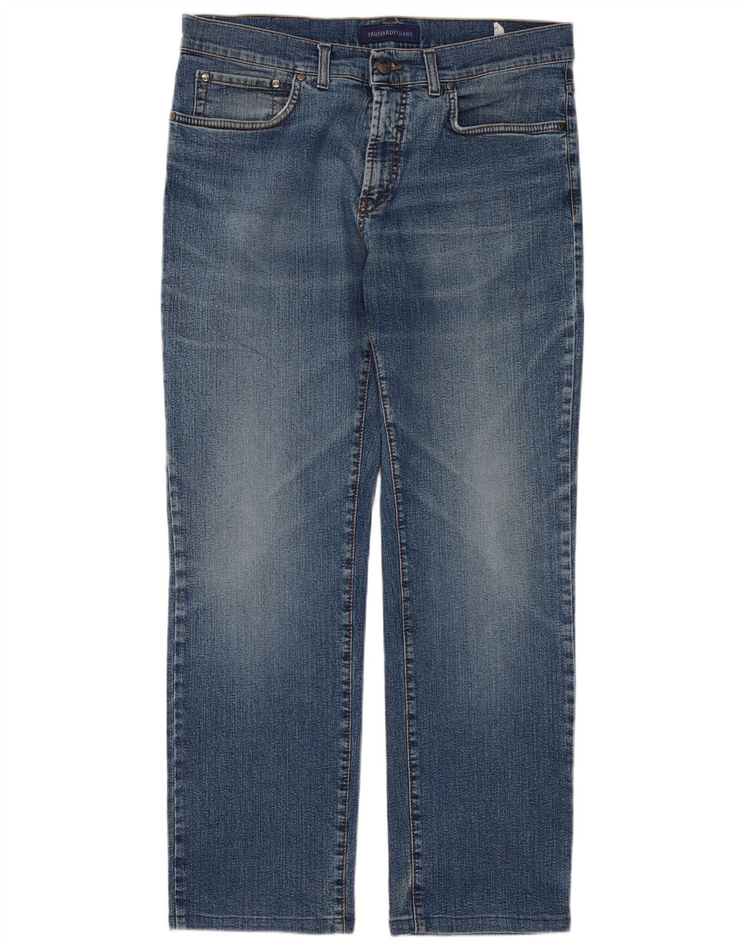TRUSSARDI Jean Droit Homme W36 L31 Bleu Coton