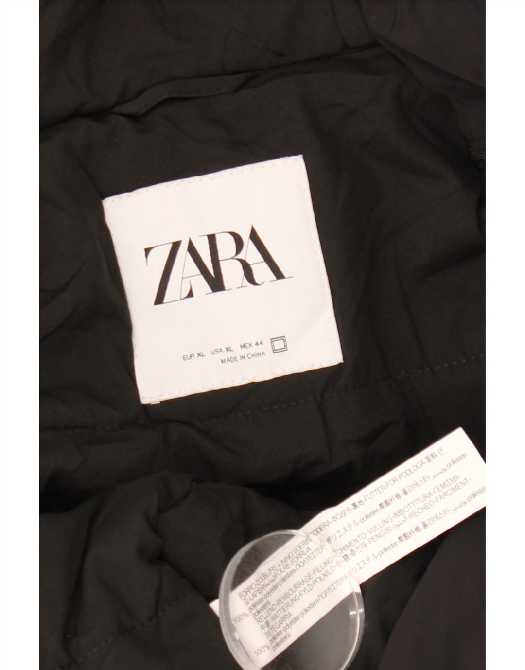 Zara Veste bomber à capuche pour homme UK 42 XL Noir Polyester