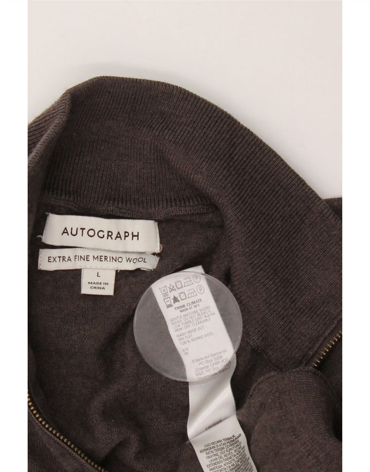 Marks & Spencer Pull autographe à col zippé pour homme Marron Taille L
