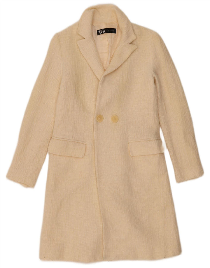 Zara Femme Pardessus UK 6 XS Laine Blanc Cassé