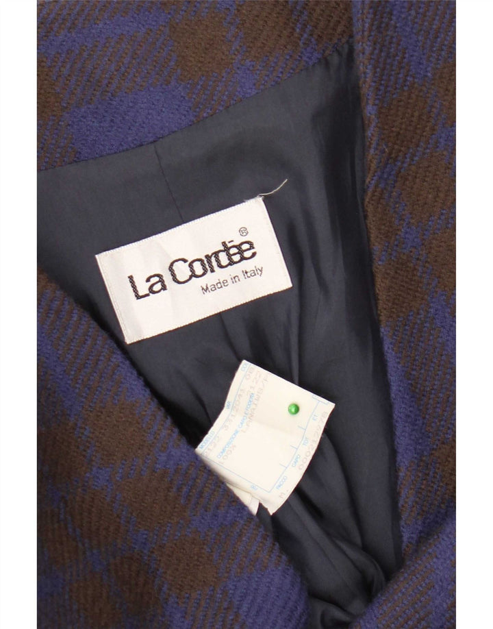 La Cordee Veste blazer à 2 boutons coupe ample pour femme UK 14 Bleu moyen à carreaux