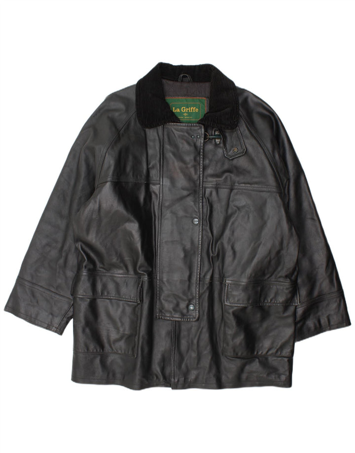 La Griffe Manteau en Cuir Femme IT 54 3XL Cuir Noir
