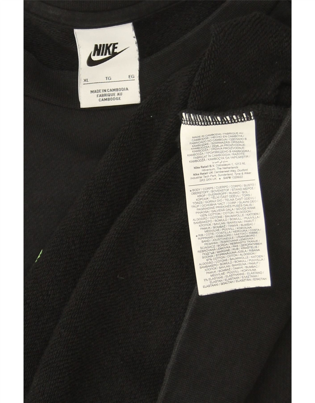 Nike Sweat-shirt graphique pour homme XL en coton color block Noir