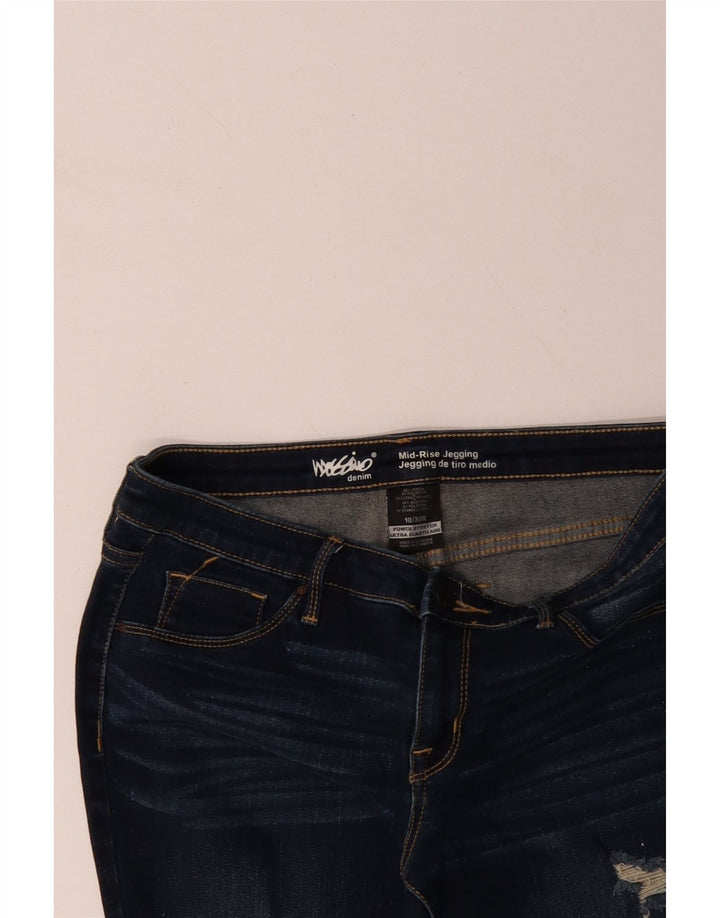 MOSSIMO Jean skinny taille moyenne en détresse pour femme US 10 Medium W30 L27 Bleu