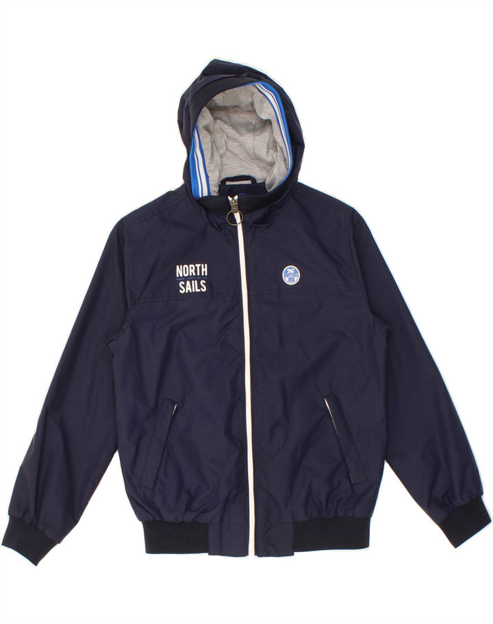 NORTH SAILS Boys Hooded Bomber Jacket 7-8 Years Navy Blue Polyamide Vintage North Sails and Second-Hand North Sails from Messina Hembry 