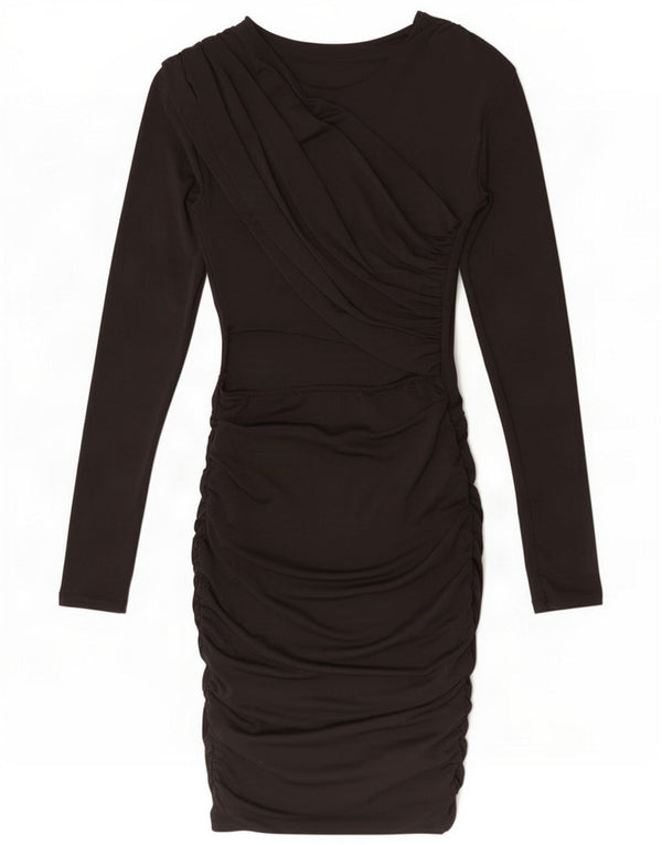 Robe moulante à manches longues vintage pour femme UK 4 XS Noir