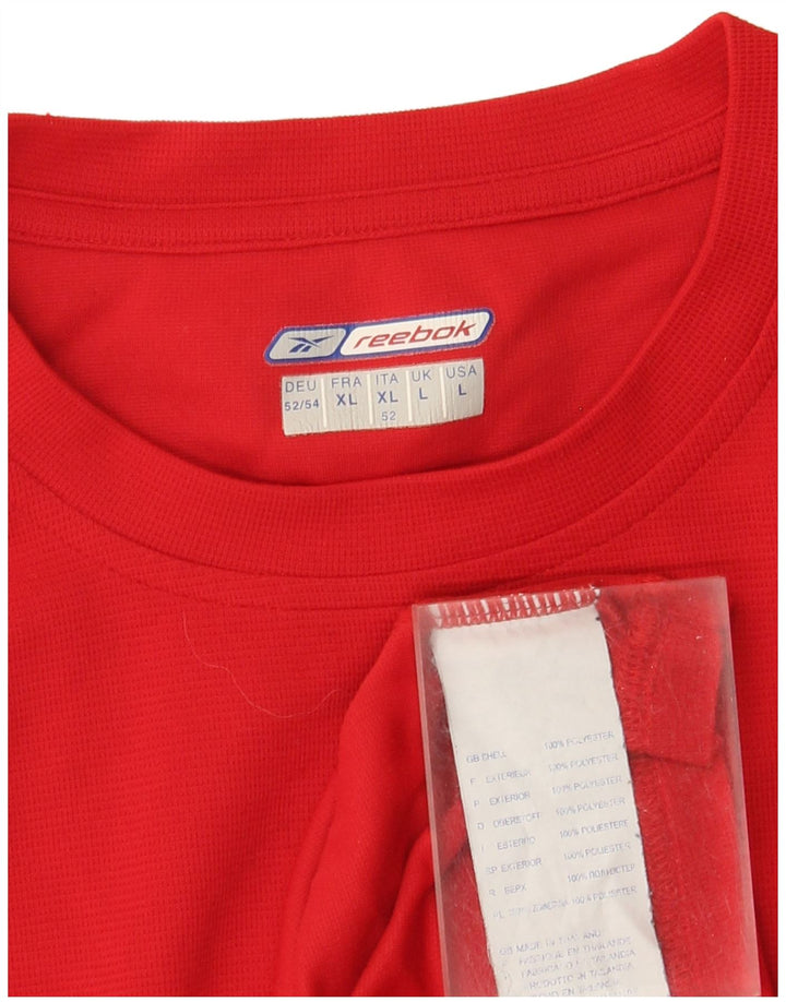 Reebok Haut à manches longues pour hommes, grand rouge, polyester