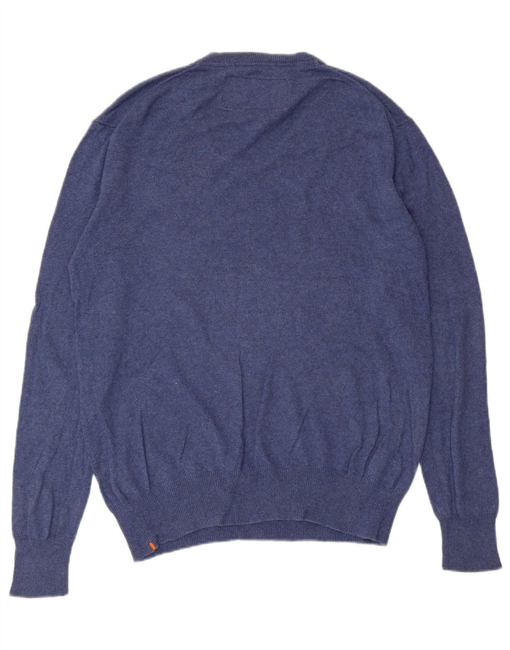 Superdry Pull col V pour homme en coton bleu Taille L