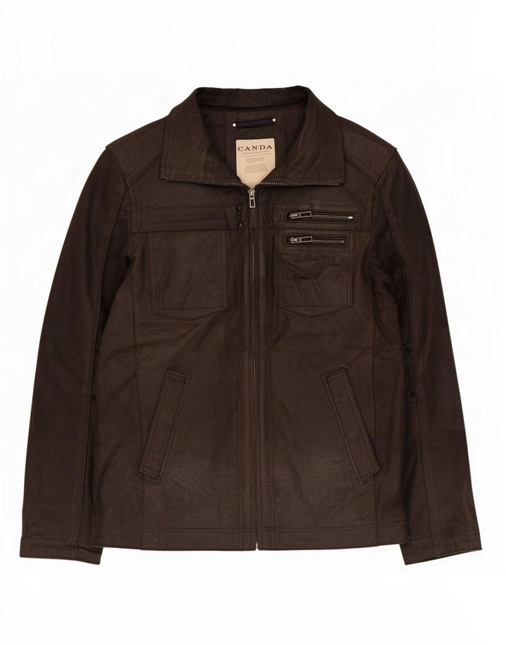 Canda Mens By C&A Veste en cuir EU 52 XL Noir