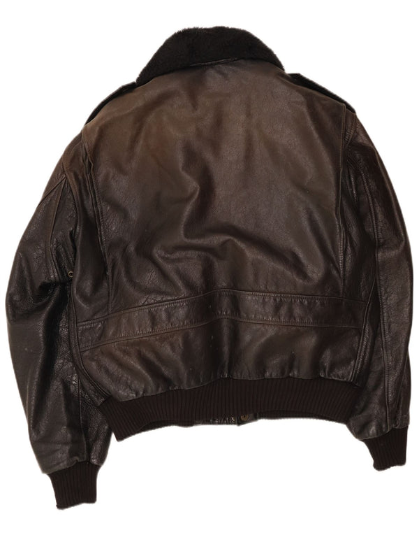 veste en cuir bombardier militaire vintage pour hommes UK 42 XL Noir