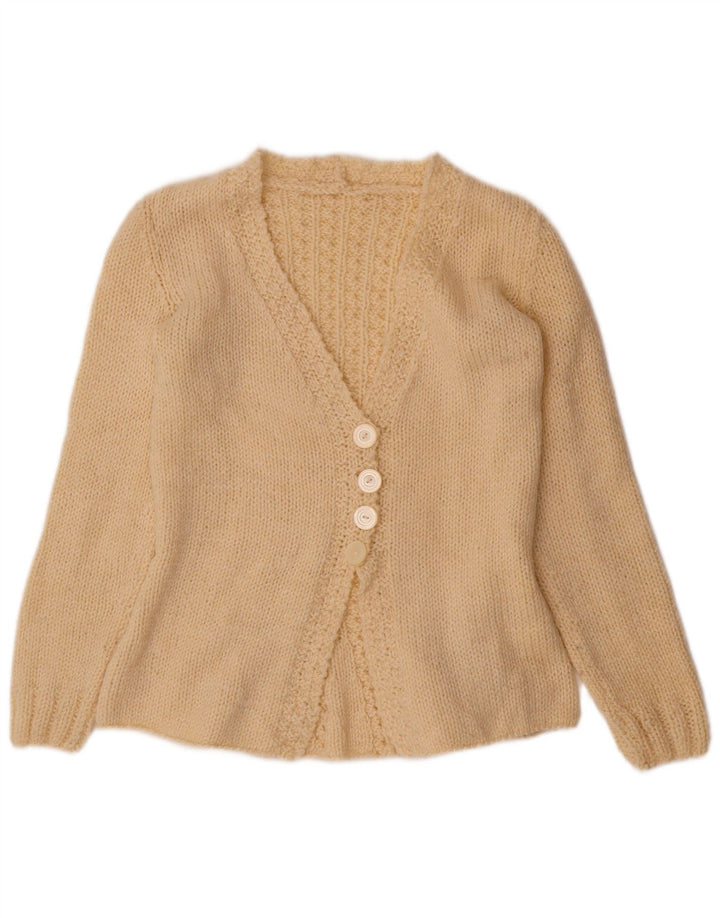 vintage Femme Cardigan Pull UK 12 Beige Moyen