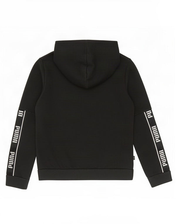 Puma Girls Graphic Hoodie Jumper 9-10 Years Small Black Cotton