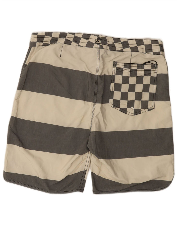 Quiksilver Short de Bain Homme Large Rayé Blanc Cassé Polyester