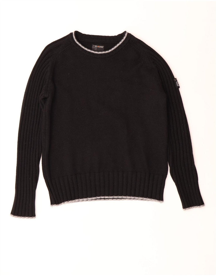 Energie Pull col rond pour homme en laine noire Taille L