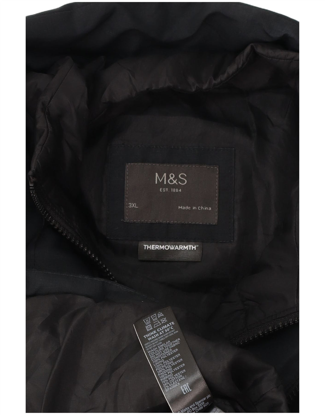 Marks & Spencer Veste matelassée pour homme UK 46 3XL Noir Polyester