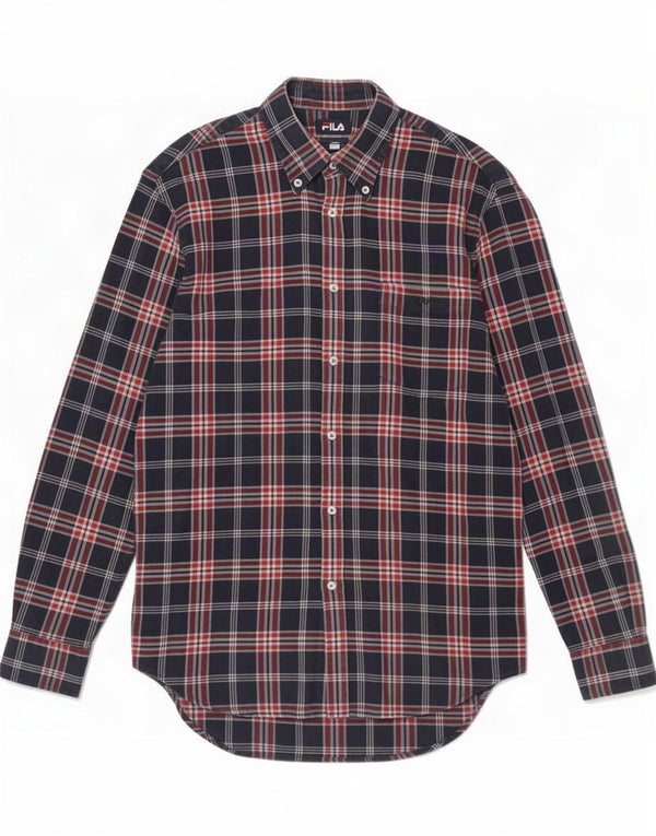 Fila Chemise en flanelle pour hommes, grand carreaux en coton bleu marine