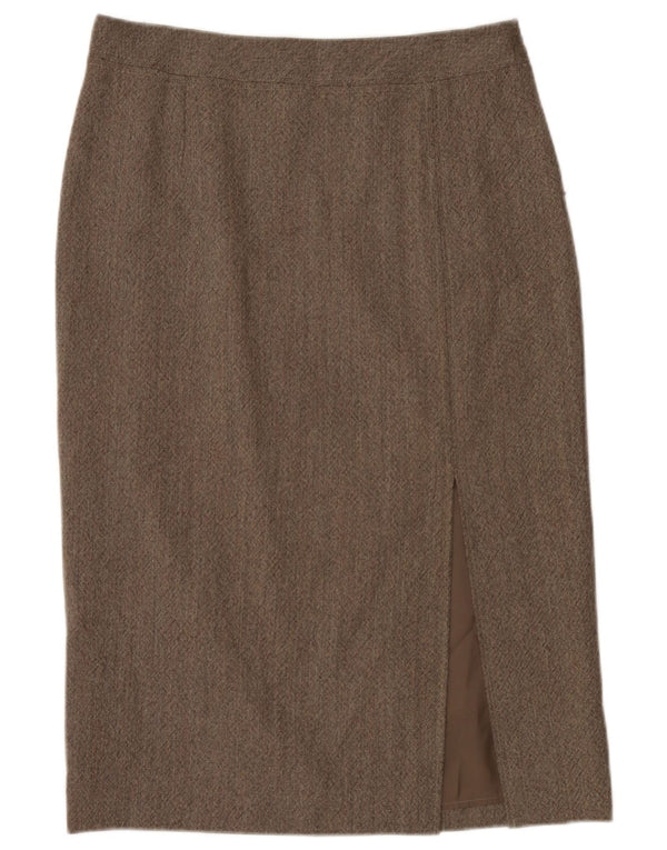 Marella Jupe droite pour femme UK 16 Large W34 Gris Laine Vierge