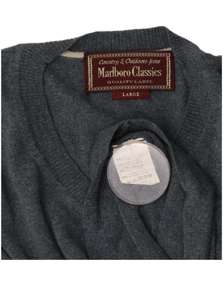 Marlboro Classics Pull col V pour homme en acrylique moucheté Gris Taille L